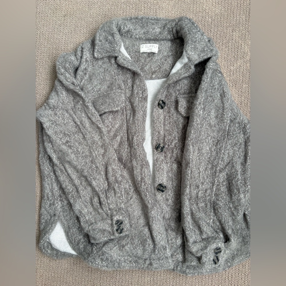 Z Supply Heathered Gray Button-Up Jacket